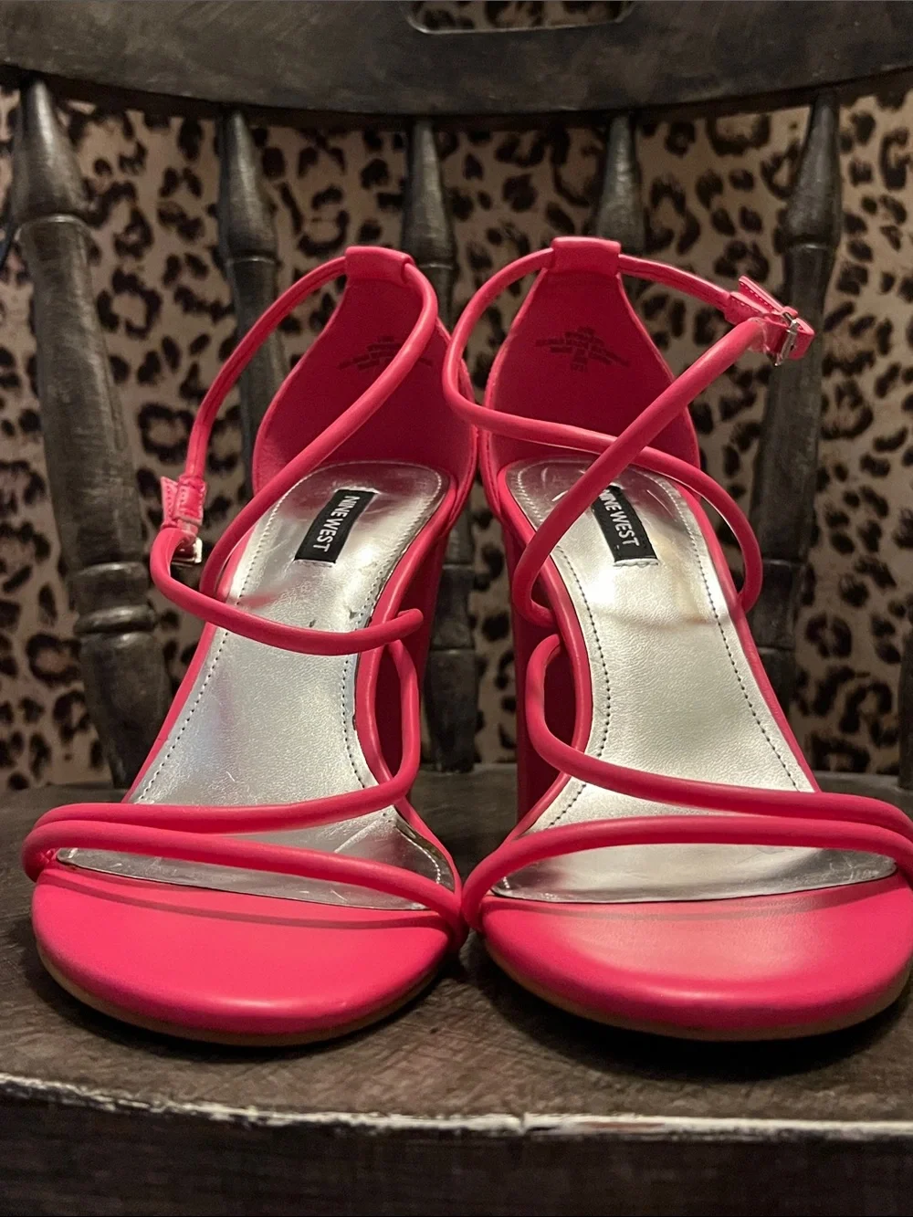 Nine West Hot Pink Strappy Block Heel Sandals